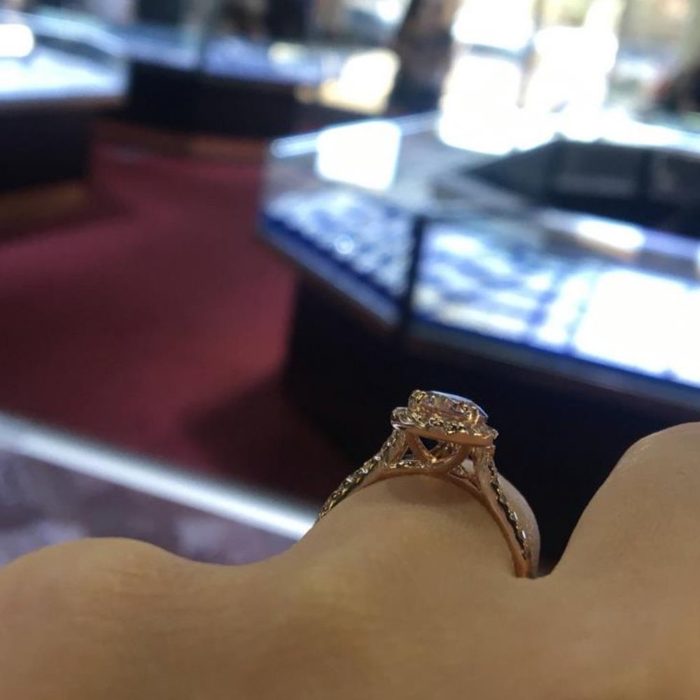 *NEW 18K Rose Gold Diamond Halo Teardrop Ring - Picture 6 of 6